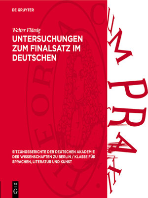 cover image of Untersuchungen zum Finalsatz im Deutschen